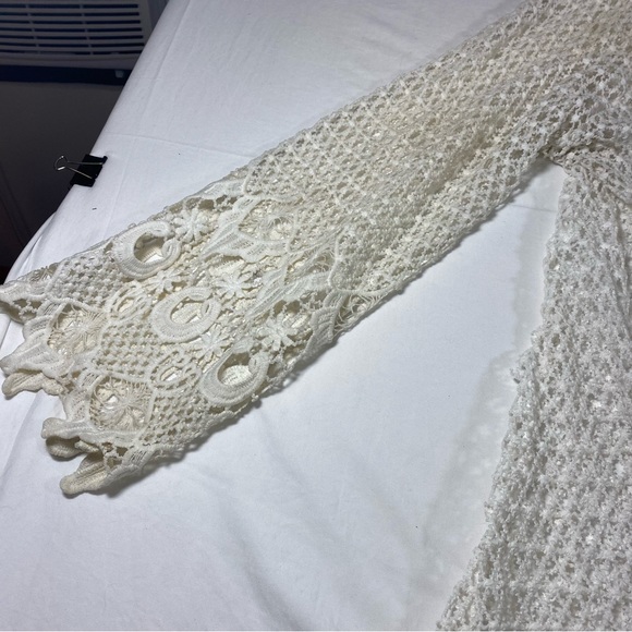 Cato Boho Crochet Open Cardigan Cream Sz 18-20 Bell Long Sleeves Open Sa… - Picture 7 of 11